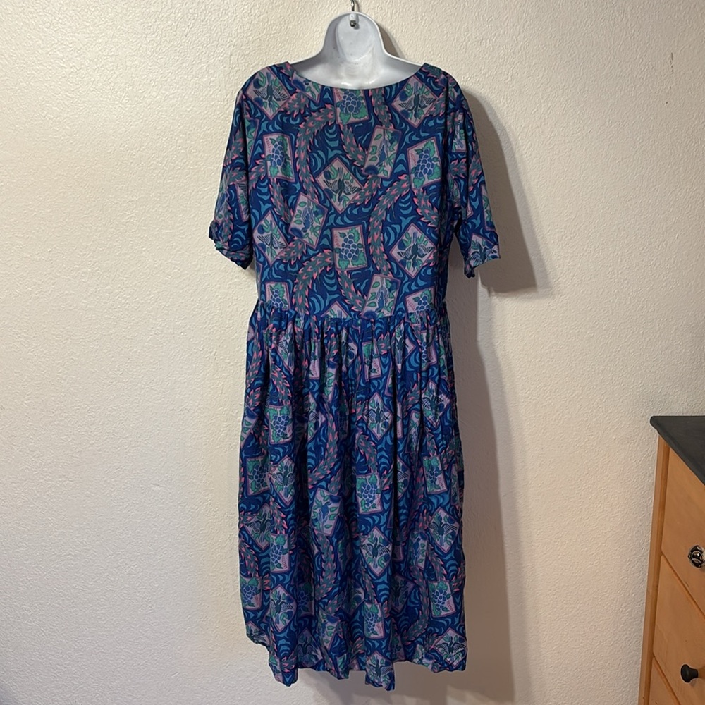Blue Patterned Midi Dress - Picture 7 of 7